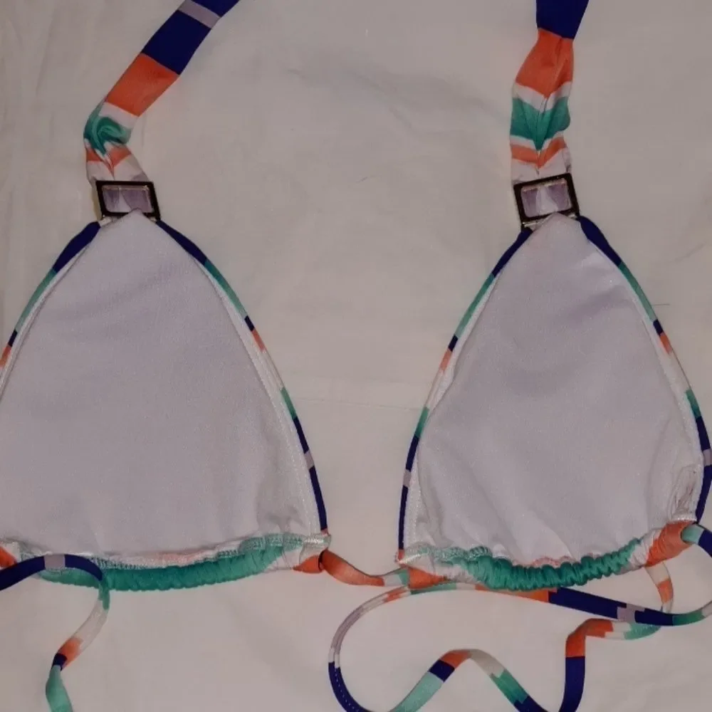 String Bikini Top‎ W Metal Square Slides Medium